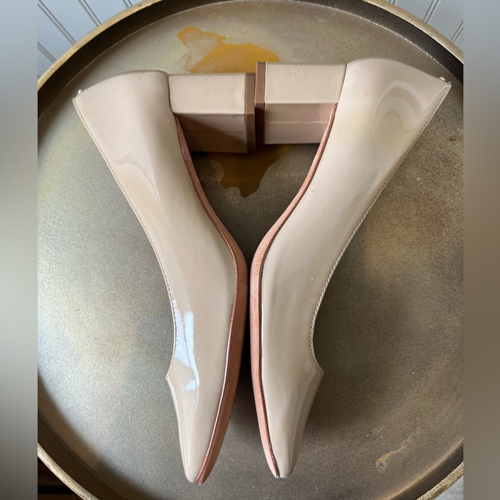 KATE SPADE KYLAH BLOCK HEEL PATENT LEATHER PUMPS | BEIGE | SIZE: 6M | EUC - Picture 6 of 8